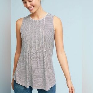 Anthropologie Akemi + Kin striped keyhole pleated tank Sz Xl